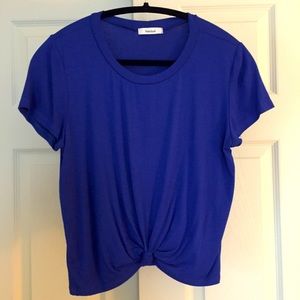 Blue front tie knot cropped tee